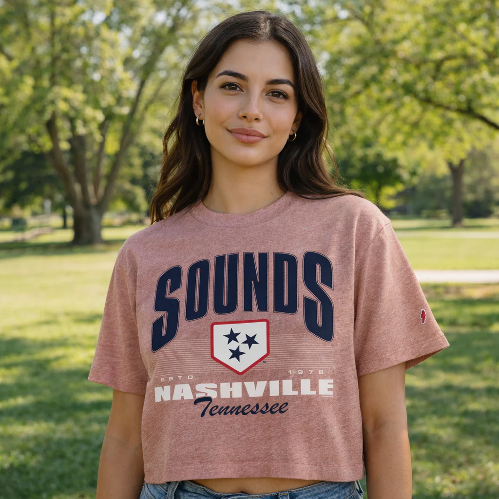 Nashville Sounds League Women's Heather Dusty Rose Plate Logo Intramural Midi Tee - Image 3