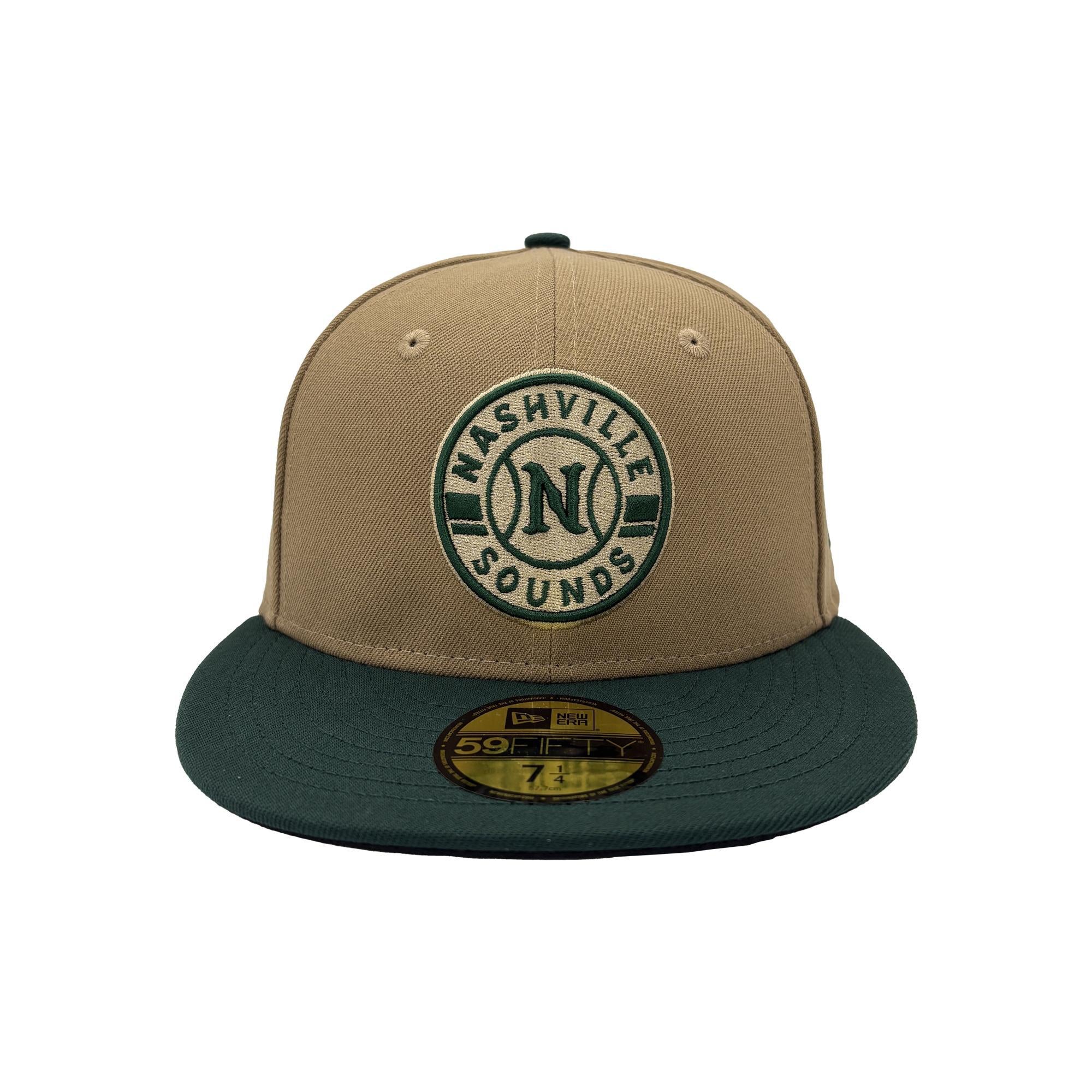 Nashville Sounds New Era 59FIFTY Khaki Dark Green Primary Logo Hat - Image 3