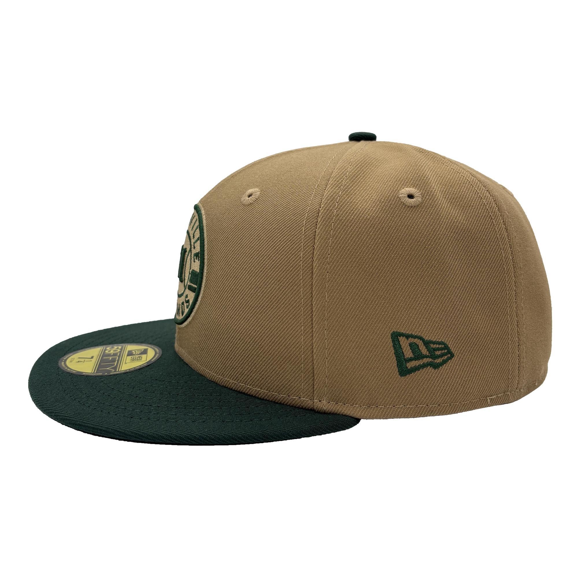 Nashville Sounds New Era 59FIFTY Khaki Dark Green Primary Logo Hat - Image 4